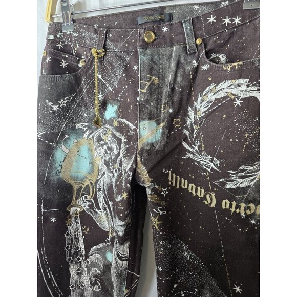 2003 Roberto Cavalli Astrology Logo Print Horoscope Jeans Pants Size Small- HTF - Picture 2 of 16